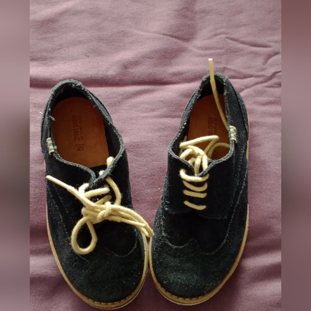 Boys Dark Blue Suede Shoes